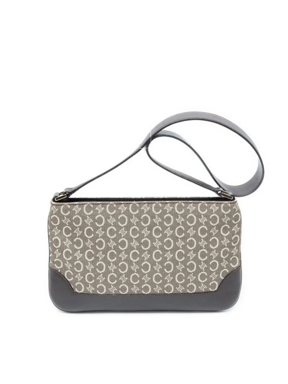 Celine Flap Shoulder Bag Dark Brown Beige C Macadam Canvas
